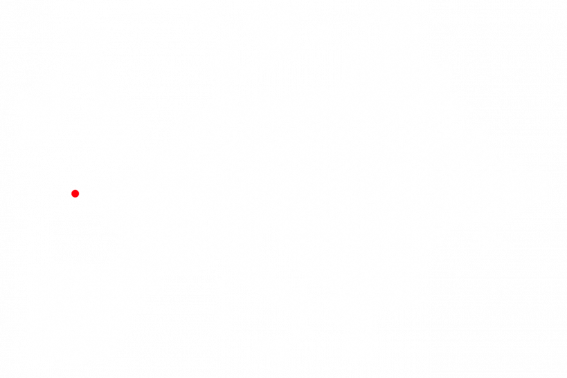 Europakarte im Format weiße Punkte mit der Lage von Brest in Rot.