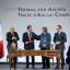 La chancelière allemande Angela Merkel et Emmanuel Macron, Président de la France - Traité d'Aix-la-Chapelle